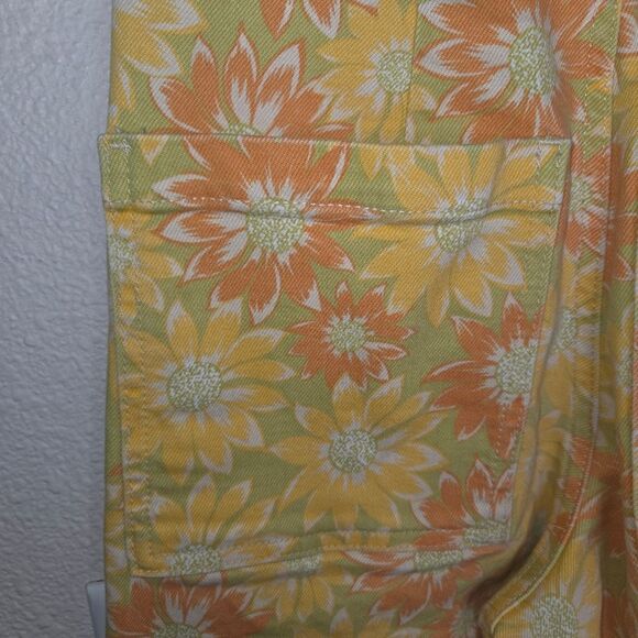 Zara Marine Straight Sunflower Floral High Waist Wide Leg Jeans Pants Size 0 - Picture 8 of 9